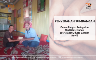 Penyerahan Sumbangan Oleh PT Tunggang Parangan Kutai Kartanegara (Perseroda) untuk SMP Negeri 2 Kota Bangun
